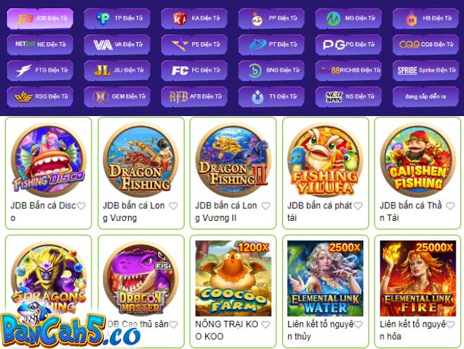 Đa dạng các trò chơi Slot cùng nhiều nhà cung cấp khác nhau tại Banca05